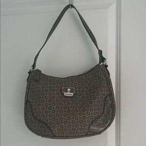 Guess Black and Brown Monogram Shoulder Bag